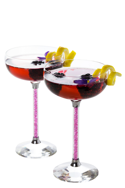 Set of 2 Martini Glasses with Gold and Clear Crystal Filled Stems –  Drinking Divas