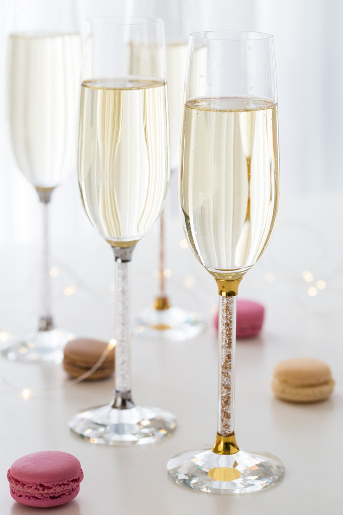 Wine Glasses with Crystal-Filled Stems