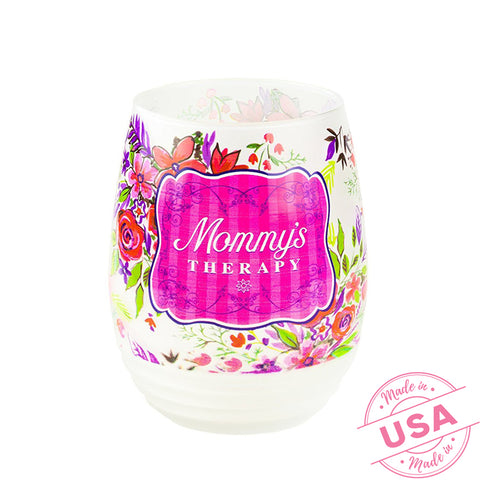 'Mommy's Therapy' Stemless Frosted Wine Glass